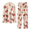 Vintage Cream Postage Grid Custom Long Pajama Set