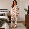 Vintage Cream Postage Grid Custom Long Pajama Set
