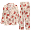 Vintage Cream Postage Grid Custom Long Pajama Set