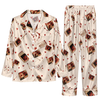 Vintage Cream Postcard Scatter Custom Long Pajama Set