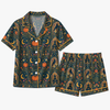 Vintage Deep Teal Ornate Mosaic Custom Short Pajama Set