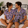 Whimsical Lavender Dotted Icon Stripes Custom Short Pajama Set