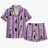 Whimsical Lavender Dotted Icon Stripes Custom Short Pajama Set