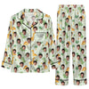 Whimsical Mint Green Critter Print Custom Long Pajama Set