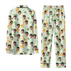 Whimsical Mint Green Critter Print Custom Long Pajama Set