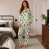 Whimsical Mint Green Critter Print Custom Long Pajama Set
