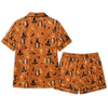 Whimsical Orange Pointed Motifs Custom Short Pajama Set