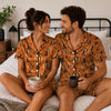 Whimsical Orange Pointed Motifs Custom Short Pajama Set