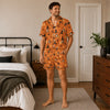 Whimsical Orange Pointed Motifs Custom Short Pajama Set
