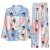 Whimsical Pastel Blue Pink Quilt Blocks Custom Long Pajama Set