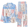Whimsical Pastel Blue Pink Quilt Blocks Custom Long Pajama Set