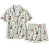 Whimsical Sage Green Eyelet Cameo Stripes Custom Short Pajama Set