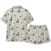 Whimsical Sage Green Eyelet Cameo Stripes Custom Short Pajama Set