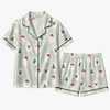 Whimsical Sage Green Eyelet Cameo Stripes Custom Short Pajama Set