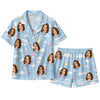 Whimsical Sky Blue Cloud Balloon Scatter Custom Short Pajama Set