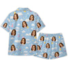 Whimsical Sky Blue Cloud Balloon Scatter Custom Short Pajama Set - image 3