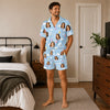 Whimsical Sky Blue Cloud Balloon Scatter Custom Short Pajama Set - image 6