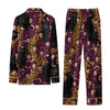 Wild Deep Plum Purple Spotted Bands Custom Long Pajama Set for Cat Lovers