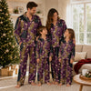 Wild Deep Plum Purple Spotted Bands Custom Long Pajama Set for Cat Lovers
