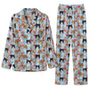 Cozy Blue Candy Cane Pet Faces Custom Long Pajama Set for Pet Lovers - front view