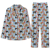 Cozy Blue Candy Cane Pet Faces Custom Long Pajama Set for Pet Lovers