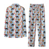 Cozy Blue Candy Cane Pet Faces Custom Long Pajama Set for Pet Lovers - back view