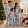 Cozy Blue Candy Cane Pet Faces Custom Long Pajama Set for Pet Lovers - worn by family