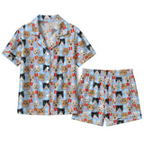 Cozy Blue Candy Cane Pet Faces Custom Short Pajama Set for Pet Lovers
