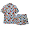 Cozy Blue Candy Cane Pet Faces Custom Short Pajama Set for Pet Lovers - flat lay