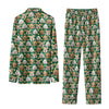 Festive Green Candy Cane Dog Faces Custom Long Pajama Set for Dog Lovers - back view