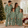 Festive Green Candy Cane Dog Faces Custom Long Pajama Set for Dog Lovers - worn by family