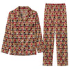 Festive Red Buffalo Plaid Cat Face Custom Long Pajama Set for Cat Lovers - front view