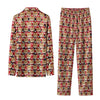 Festive Red Buffalo Plaid Cat Face Custom Long Pajama Set for Cat Lovers - back view