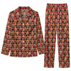 Festive Red Buffalo Plaid Dog Face Custom Long Pajama Set for Dog Lovers - front view