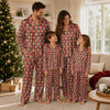 Festive Red Buffalo Plaid Dog Face Custom Long Pajama Set for Dog Lovers - worn by family