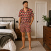 Festive Red Buffalo Plaid Dog Face Custom Short Pajama Set for Dog Lovers - worn by man