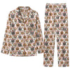 Festive White Santa Hat Pet Faces Custom Long Pajama Set for Pet Lovers - front view