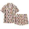 Festive White Santa Hat Pet Faces Custom Short Pajama Set for Pet Lovers - front view