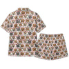 Festive White Santa Hat Pet Faces Custom Short Pajama Set for Pet Lovers - flat lay