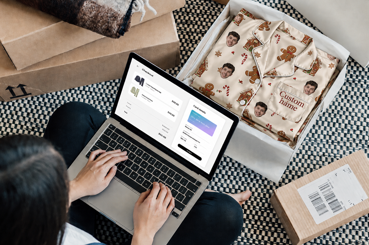 Customer ordering custom pajamas online